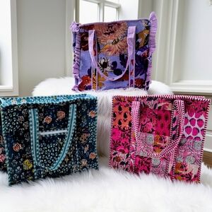 Quilted Tote Bags SOLD INDIVIDUALLY.  Handmade, beautiful colors.  9 In Total